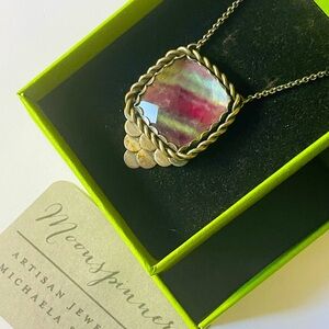 Moonspinner Faceted Fluorite Pendant Necklace 925 sterling silver artesian